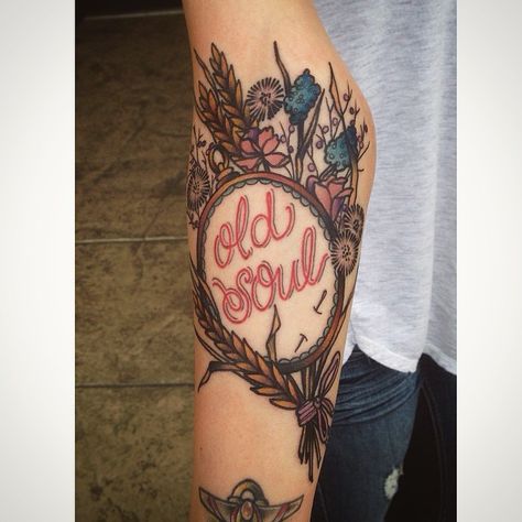 "Old Soul" on my little grandma friend  thanks so much Darion Old Soul Tattoo Ideas, Soul Tattoo Ideas, Old Soul Tattoo, Tattoos For Grandma, Tattoo Grandma, Tattoo Ideas Words, Grandma Tattoo, Grandma Tattoos, Tattoo Writing