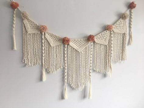 Macrame Pompom, Macrame Bunting, Macrame Toran, Macrame Banner, Macrame Garland, Pola Macrame, Macrame Wall Hanging Tutorial, Macrame Knots Tutorial, Makramee Diy