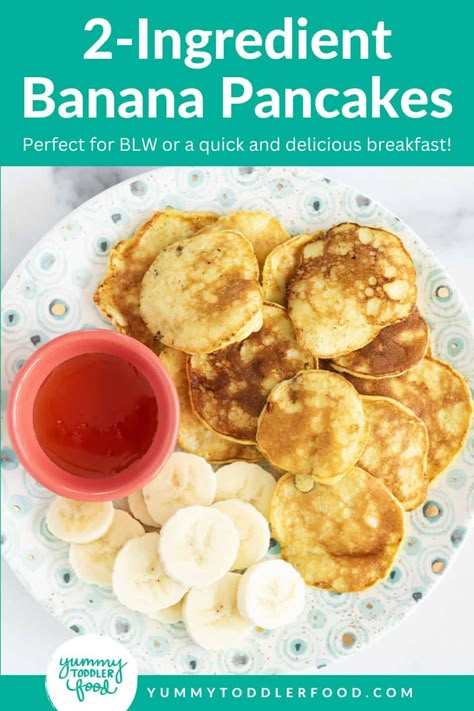 With a texture that resembles tender, custardy French Toast, these 2-Ingredient Banana Pancakes are simple to make and so delicious. This quick and nutritious breakfast works for any age, too! Banana Pancakes 2 Ingredient, Banana Pancakes For Baby, Pancake Recipe For Kids, Easy Banana Pancakes, Banana French Toast, Banana Pancakes Recipe, Pancake Recipe Easy, Baby Puree Recipes, Picky Eating