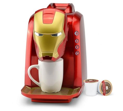 Marvel Iron Man Single Serve Coffee Maker Man Coffee, Chewie Star Wars, Single Serve Coffee Maker, Espresso Kitchen, Pancake Maker, Men Coffee, Single Serve Coffee Makers, Single Serve Coffee, Gold Kitchen