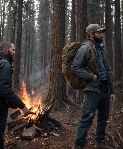 Survivalist Character Art, Woodsman Aesthetic, Woodsman Style, Outdoor Event Ideas, Lumberjack Aesthetic, Outdoorsmen Style, Hiking Outfit Men, Apocalypse Landscape, Rugged Aesthetic