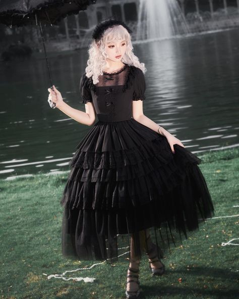 🖤Elegant Lolita dress with tiered skirt design, 2 versions available. 🤩Twinning with your Lolita sister now! 👉Search 'WITHP-478' on devilinspired.com #devilinspired #elegantdress #eglcommunity #classicdress #lolitacoord #lolitafasion Steampunk Fashion Male, Ruffles Fashion, Suspender Dress, Tea Parties, Tier Skirt, Classic Dress, Lolita Dress, Skirt Design, Gothic Lolita