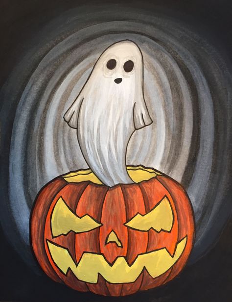 Beginner Paint Night Ideas, Spooky Canvas Painting Ideas Easy, Arte Hippy, Cute Halloween Drawings, Halloween Canvas Paintings, Halloween Canvas Art, Fall Canvas Painting, Halloween Artwork, Halloween Painting