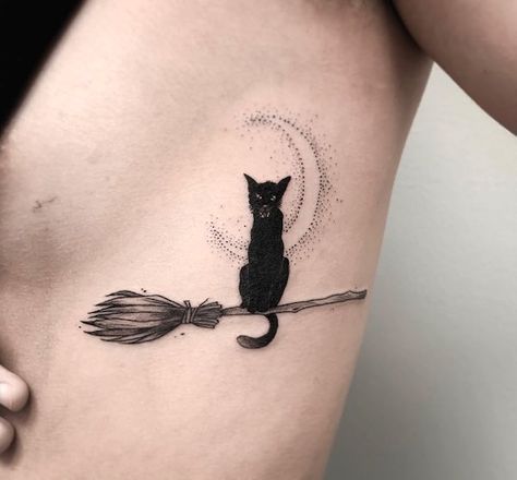 Witchy Tattoos, Witches Cat, Witchcraft Tattoos, Black Witches, Ouroboros Tattoo, Wiccan Tattoos, Tattoos Black, Black Cat Tattoos, Elements Tattoo