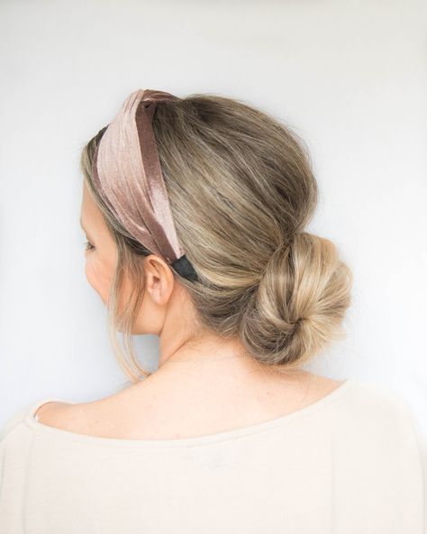 How To Wear A Headband: Effortless Hairstyles For Everyday - Lulus.com Fashion Blog Up Hairstyles With Headband, Wedding Guest Headband Hairstyles, Easy Updo With Headband, Hair Bands How To Wear, Top Knot Headband Hairstyles, Headband With Ponytail, Bun Hairstyles With Headband, Headband Ponytail Hairstyles, Hair Up With Headband