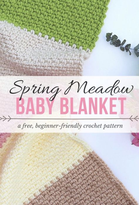 Spring Meadow Baby Blanket Crochet Pattern Easy Crochet Baby Blanket Free Pattern, Crocheted Baby Blankets, Crochet Baby Blanket Sizes, Chevron Crochet Blanket Pattern, Sewing Closet, Unisex Crochet, Crochet Baby Blanket Beginner, Crochet Blanket Chevron, Crochet Valentine