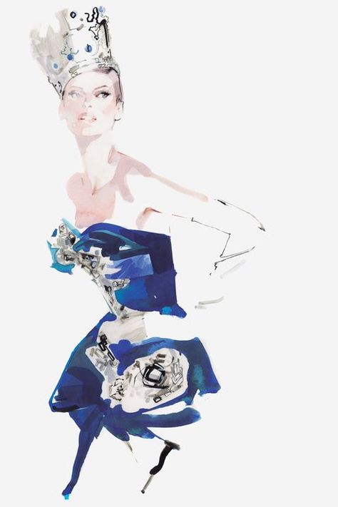 David Downton Fashion Illustration, David Downton Illustration, David Downton, Watercolor Face, Michelle Dockery, Woman Sketch, Beautiful Sketches, Influential Women, Watercolor Fashion