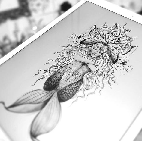 Mermaid Tattoo Sleeve Women, Goddess Mermaid Tattoo, Mermaid Shin Tattoo, Womens Mermaid Tattoo, Ovean Tattoos, Mermaid Tattoos Thigh, Pisces Goddess Tattoos For Women, Full Leg Mermaid Tattoo, Mandala Feather Tattoo