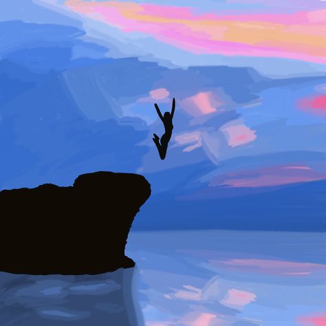 Cliff Jumping, Sketch A Day, More Fun, Drawings, Art