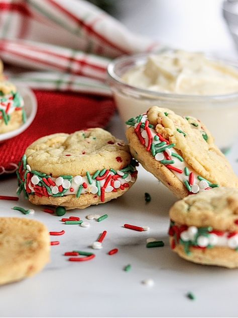 Sprinkle Sandwich Cookies - Sweet Girl Treats Sandwich Cookies Christmas, Gingerbread Sandwich Cookies, Sandwich Cookies Filling, Pillsbury Dough, Healthy Sweet Snacks, Pudding Cookies, Crushed Oreos, Sprinkle Cookies, Vanilla Pudding Mix