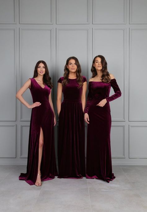 Velvet Dress Formal, Dark Purple Bridesmaid Dresses, Dress Dark Purple, Velvet Long Dress, Couture Bridesmaid Dresses, Dark Purple Dresses, Purple Velvet Dress, Velvet Dress Long, Velvet Bridesmaid Dresses