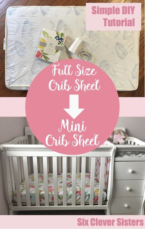 Mini Crib Sheet Tutorial - Six Clever Sisters Mini Crib Sheets Diy, Diy Mini Crib, Crib Sheet Tutorial, Mini Nursery, Mini Crib Nursery, Mini Crib Bedding, Kid Bedrooms, Diy Sewing Table, Patterns For Kids