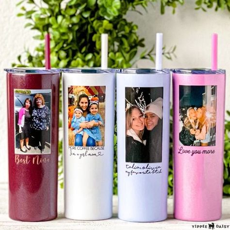 Custom Picture Tumbler Photo Tumbler with Straw Friend Birthday Gift for Her Coffee Tumble #sublimationdesigns #tumblerdesigns #vinyldesigns #sublimationideas #tumblerwraps #svg Photo Tumbler Cup, Nana Tumbler, Tall Mugs, Nana Birthday Gift, Glass Tumbler Design, Cup Template, Photo Cup, Tumbler Pictures, Gift Favors