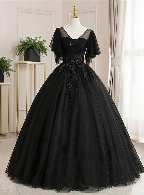 Scoop Neck Prom Dress, Cheap Quinceanera Dresses, Black Ball Gown, Short Homecoming Dress, Quince Dresses, Black Wedding Dresses, Handmade Dresses, Quinceanera Dresses, Black Wedding