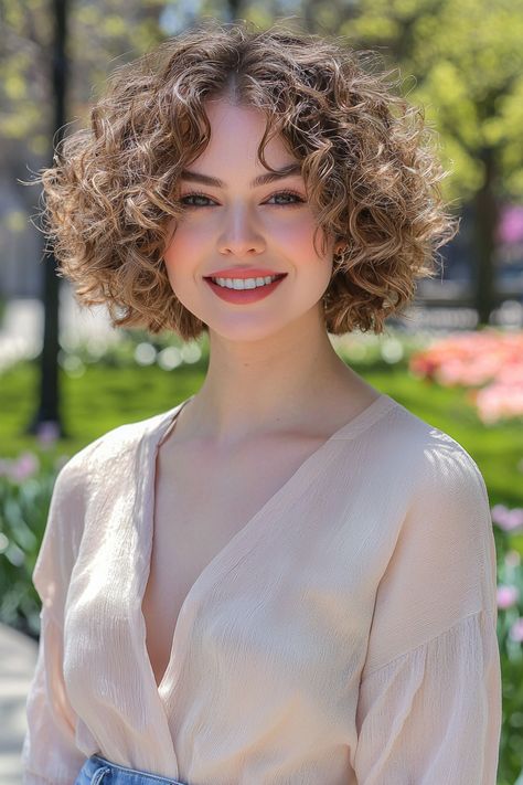 Embrace the beauty of short curly hairstyles for a vibrant, fresh look! This chic style highlights your natural curls, offering a playful, yet sophisticated vibe that suits any occasion. Whether you choose defined ringlets or soft waves, this cut frames your face beautifully, accentuating your features. Perfect for those ready to make a bold statement while keeping things stylishly effortless. Discover how short curls can elevate your overall aesthetic! Curly Short Hair Girl, Short Curly Pixie Hairstyles, Short Curly Hairstyles For Women, Curly Pixie Hairstyles, Short Curly Pixie, Natural Curly Hair Cuts, Hairstyle Examples, Short Curly Hairstyles, Short Curly Haircuts