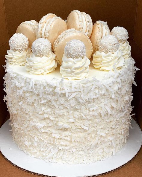 The Willow {Bakery} on Instagram: “Raffaello Cake with Almond Coconut Macarons and Raffaello . . . . . . . . . . . . #rafaello #almond #almondcake #cake #cakes #cakecakecake…” Rafaelo Cake, Coconut Macarons, Raffaello Cake, 30 Birthday Cake, 30 Birthday, 40th Birthday Cakes, Sprinkle Cake, Almond Cakes, Happy Birthday Quotes