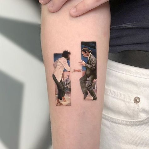 Mini-Colored-Pop-Culture-Tattoo-Kozo Pulp Fiction Tattoo, Kunst Tattoos, Movie Tattoo, Movie Tattoos, Inspiration Tattoos, Aesthetic Tattoo, Minimal Tattoo, Skin Art, Mini Tattoos