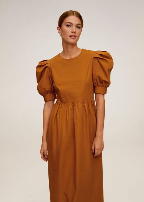 Mango Puffed Sleeves Cotton Dress Mango Dress, Looks Chic, Vestido Casual, Puffed Sleeves Dress, Puffed Sleeves, Business Casual Outfits, Fashion Mode, Mode Inspiration, Cotton Dress