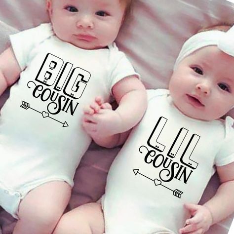 Matching Big Cousin Baby Bodysuit - tap/click to personalize and buy #BabyBodysuit #baby, #cousin, #est, #matching #cousins Cousin Onesie Matching, Cousin Onesie, Baby Pics, Matching Gifts, Kids Nursery Decor, Kids Stationery, Suit Accessories, Clothing Labels, Free Birthday Stuff