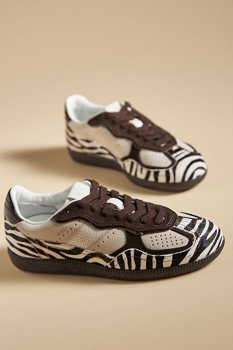 Take a walk on the stylish side with prints so wild you won’t want to miss out. The Tb.490 Sneakers by ALOHAS combine suede and calf hair with a perforated toe box and exposed stitching in a classic low-top silhouette. | Tb.490 Rife Animal Print Sneakers by ALOHAS, Women's, Size: 39, Leather/Rubber/Suede at Anthropologie Aloha Sneakers, Customized Canvas Shoes, Animal Print Sneakers, Collage Items, Camo Sneakers, Sneakers Multicolor, Footwear Design, Dad Shoes, Fashion Bug