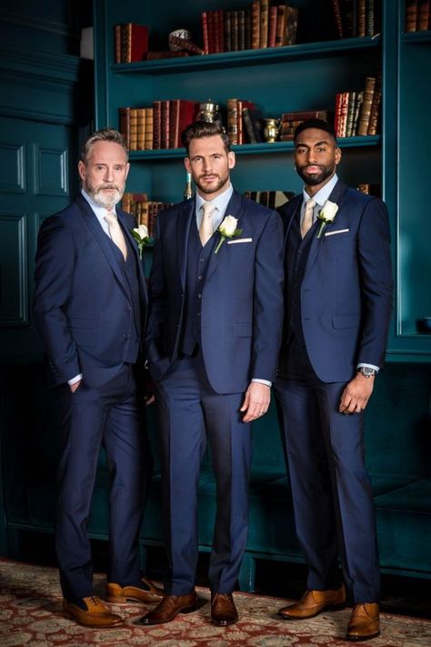 Wedding Suits Men Blue, Blue Groomsmen Suits, Suit For Men Wedding, Blue Groomsmen, Best Wedding Suits, Men In Suits, Wedding Tux, Groom Wedding Attire, Blue Suits