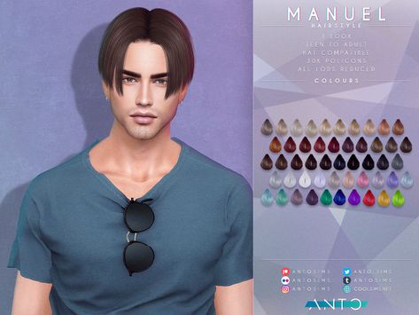 The Sims Resource - Manuel Hairstyle [Patreon] Sims 4 Middle Part Hair, Middle Part Hair, Boyfriend Hair, 4 Hairstyles, Ballet Hairstyles, Part Hair, Middle Part Hairstyles, Honey Hair, Pop Up Event