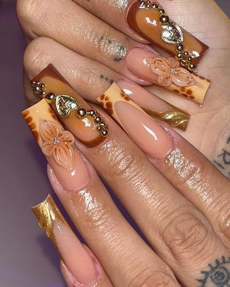 fall colors 🐻🍂✨ - - - - #nailtech #nailsofinstagram #nails2inspire #fall #fallnails #explore #montebello #nailart Baddie Fall Nails, Slay Nails, Simple Acrylic, Simple Acrylic Nails, Nails Inspo, Fall Nails, Nail Tech, Fun Nails, Nail Ideas