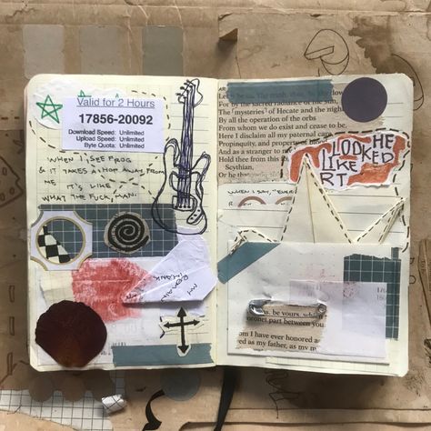 Zine Examples, Messy Journal Aesthetic, Scrap Page, Collage Journal, Bulletin Journal Ideas, Pretty Journals, Drawing Journal, Bullet Journal Aesthetic, Art Journal Therapy