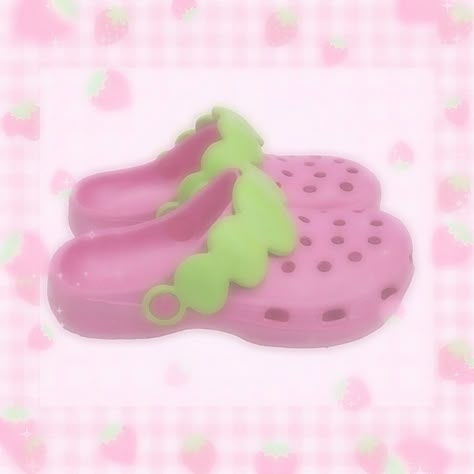 Strawberry Crocs, Strawberry Slippers, Cutecore Aesthetic, Board Covers, Kawaii Shoes, Kawaii Core, Super Kawaii, Kawaii Accessories, Cherry Bomb