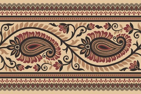 paisley pattern background Geometric ethnic oriental ikat seamless pattern traditional Design for background, carpet, wallpaper, clothing, wrapping, Batik, fabric, illustration embroidery style. Textile Border Design Patterns, Paisley Border Design, Traditional Border Design, Aztec Pattern Art, Flower Pattern Background, Textile Border, Illustration Embroidery, Fabric Illustration, Carpet Wallpaper