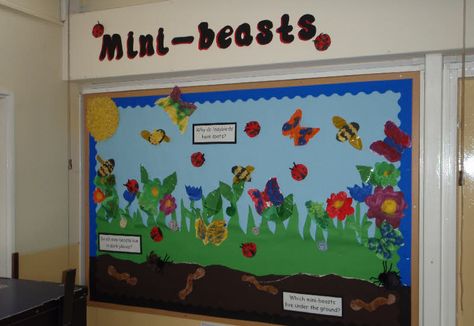 Minibeasts from Mrs L. McEneaney Minibeast Classroom Display, Eyfs Minibeasts, Minibeast Display, Insects Craft, Preschool Displays, Playgroup Ideas, Word Wall Displays, Display Boards For School, Butterfly Display