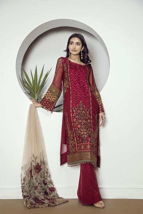 Buy this Chiffon 3 piece embroidered dress by Baroque Chantelle party wear collection 2018#springcollection #spring #readytowear #pretwear #unstitched #online #linen #lawncollection #linen #linencollection #chiffon #cotton #embroidered #printed #digital #lahore #karachi #islamabad #newyork #london #pakistan #pakistani #indian #alkaram #limelight #nishat #khaddar #daraz #gulahmed #2018 #blackfriday #pakistani_dresses #best_price #indian_dresses #eid #eiddresses #eidcollection Baroque Chantelle, Chiffon Suits, Pakistani Designer Suits, Dress Salwar Kameez, Lawn Dress, Chiffon Collection, Embroidered Chiffon, Salwar Kameez Designs, Pakistani Designers