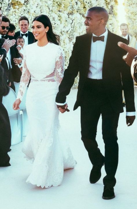 The Best Celebrity Weddings of the Decade (the 2010s) | Joel & Son Fabrics Kardashian Wedding Dress, Kim Kardashian Wedding Dress, Bodycon Wedding Dress, Kim Kardashian Wedding, Kardashian Wedding, Wedding Dress Necklace, Givenchy Dress, Celebrity Wedding Dresses, Kim Kardashian And Kanye