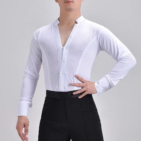 Men's Latin Dance Top Adult Men Dance Shirt Standard Ballroom Dancing Practice Clothes Black White Samba Waltz Dance Shirt - Latin - AliExpress Latin Outfits Men, Waltz Outfit, White Samba, Waltz Dance, Practice Clothes, Dance Shirt, Clothes Black, Dance Tops, Ballroom Dancing