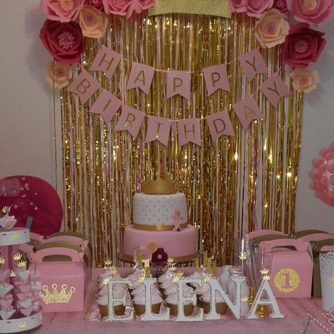 Pink And Gold Birthday, Pink And Gold Birthday Party, Simple Birthday Decorations, Girl Birthday Decorations, Party Deco, Gold Birthday Party, Golden Birthday, Birthday Balloon Decorations, Diy Birthday Decorations