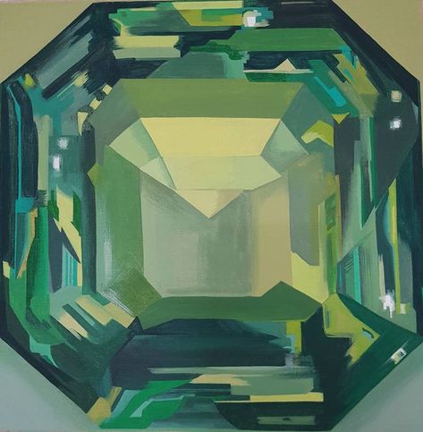 Emerald Painting, White Pyramid, Emerald Art, Art Deco Paintings, Art Subject, Green Jewelry, Modern Minimalism, Green Gems, Art Block