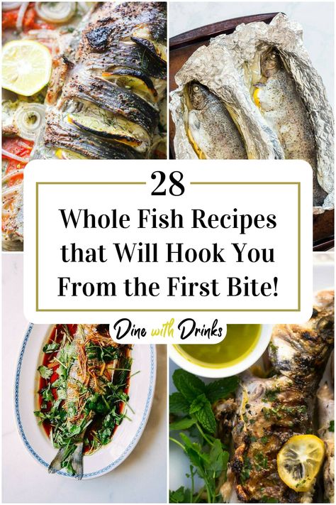 Collage of 4 whole fish recipes. Whole Snapper Fish Recipes, Blackfish Recipe, Baked Whole Fish, Fresh Fish Recipes, Whole Fish Recipes, Snapper Fish Recipes, Snapper Fish, Pescatarian Diet, Holiday Recipes Thanksgiving