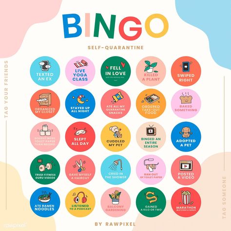 Download premium vector of Self quarantine social media story bingo challenge vector about dog, bingo, dog vector, ramen, and fitness 2315173 Bingo Graphic Design, Yearly Magazine, Bingo Card Design, Bingo Graphic, Bingo Design, Bingo Dog, Bingo Ideas, Checklist Design, Friend Bingo