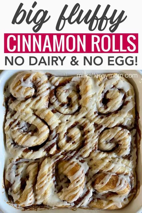 BEST Cinnamon Rolls Dairy-Free & Egg-Free | Milk Allergy Mom Egg Free Cinnamon Roll Recipe, No Egg No Dairy Breakfast, Egg And Dairy Free Desserts, Christmas Breakfast Ideas No Egg, Dairy Egg Free Recipes, Gluten Free Egg Free Recipes, Dairy Free Christmas Recipes, Egg Free Donuts, Dairy Free Cinnamon Rolls