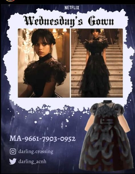 Wednesday Clothes, Wednesday Addams Outfit, Wednesday Addams Dress, Wednesday Outfit, Wednesday Dress, Black Palette, Animal Crossing 3ds, Cute Black Dress, Animal Crossing Qr Codes Clothes