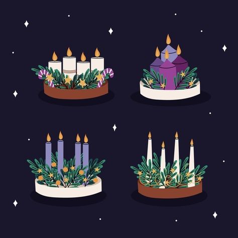 Advent Calendar Christian, Candle Background, Candle Illustration, Candles Collection, Advent Candle, Purple Candles, Christmas Calendar, Advent Candles, Candle Collection