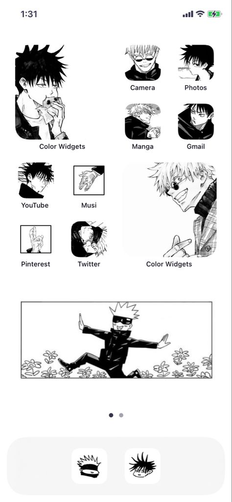 White Jjk Wallpaper, Gojo Homescreen Layout, Jujutsu Kaisen Theme Phone, Home Screen Layout Iphone Anime, Jujutsu Kaisen Homescreen Layout, Manga Homescreen Layout, Jjk Black And White Wallpaper, Jjk Iphone Layout, Jjk Lock Screen