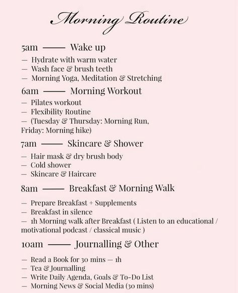 Healthy Daily Routine Schedule For Women, Day Routine Aesthetic, Healthy Daily Routine Schedule, Coquette Motivation, It Girl Morning Routine, Weekend Morning Routine, Morning Routine Chart, Toxic Workplace, Daily Routine Habits