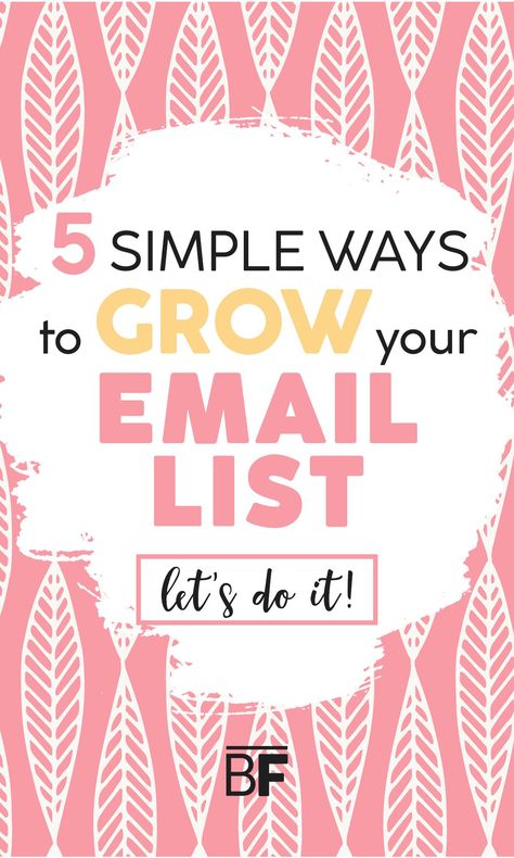 5 simple ways to grow your email list! List building is essential for any blogger or business owner. Learn how to get more conversions, sell more products, and get more traffic through email lists! #listbuilding #emailmarketing #emaillist Marketing Inspiration, Digital Marketing Plan, Email Marketing Template, Sales Leads, Email Marketing Design, Email List Building, Building Tips, Find Clients, Business Emails