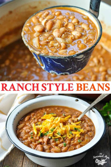 Ranch Style Beans Recipe, Ranch Style Beans, Dry Beans Recipe, Pinto Bean Recipes, Baked Bean Recipes, Homemade Ranch, Pinto Beans, Vegetarian Dinner, Vegetable Sides