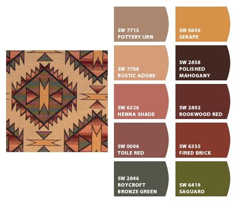 ColorSnap by Sherwin-Williams – ColorSnap by lalaarnett Santa Fe Color Palette, Southwest Paint Colors, Southwestern Color Palette, Western Colors, Southwestern Interior, Southwestern Colors, Housing Ideas, Dreams Beds, Camper Living