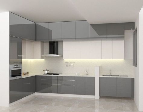 Modern Acrylic Kitchen Design, Acrylic Kitchen Designs, L Shape Kitchen Interior Design Modern, Acrylic Kitchen Cabinets Colors, Acrylic Kitchen Cabinets Modern, C Shaped Kitchen, Acrylic Modular Kitchen Design, Modular Kitchen Design L Shape, Acrylic Wardrobe