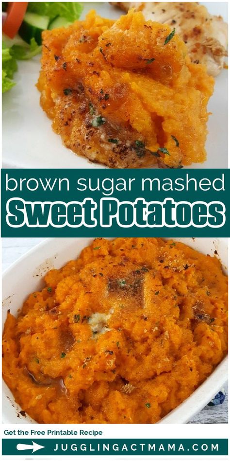 Easy To Swallow Recipes, Smothered Sweet Potatoes, Recipes With Sweet Potato Puree, Mashed Sweet Potatoes Crockpot, Sweet Potato Brown Sugar Recipes, Baked Yams With Brown Sugar, Mashed Sweet Potatoes Easy, Sweet Sweet Potato Recipes, How To Make A Sweet Potato