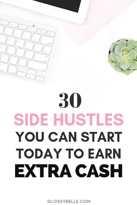 Whether you're saving money for a trip or retirement, here are 30 easy side hustles you can start today to earn extra cash & diversify your income stream. Easy Side Hustles, Diversify Income, Desk Job, Side Income, Earn Extra Cash, Online Side Hustle, Making Extra Cash, Earn Extra Money, Side Jobs