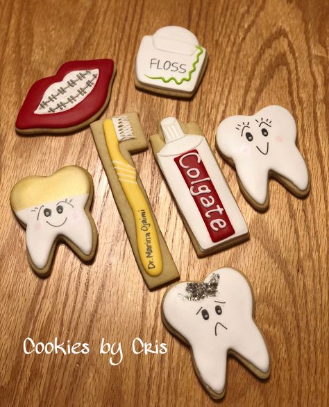 Dentist Cookies, Dental Cookies, Teeth Cookies, Teeth Floss, Dental Cake, Dentist Cake, Cake Boxes Diy, Royal Icing Cookies Recipe, Halloween Teeth